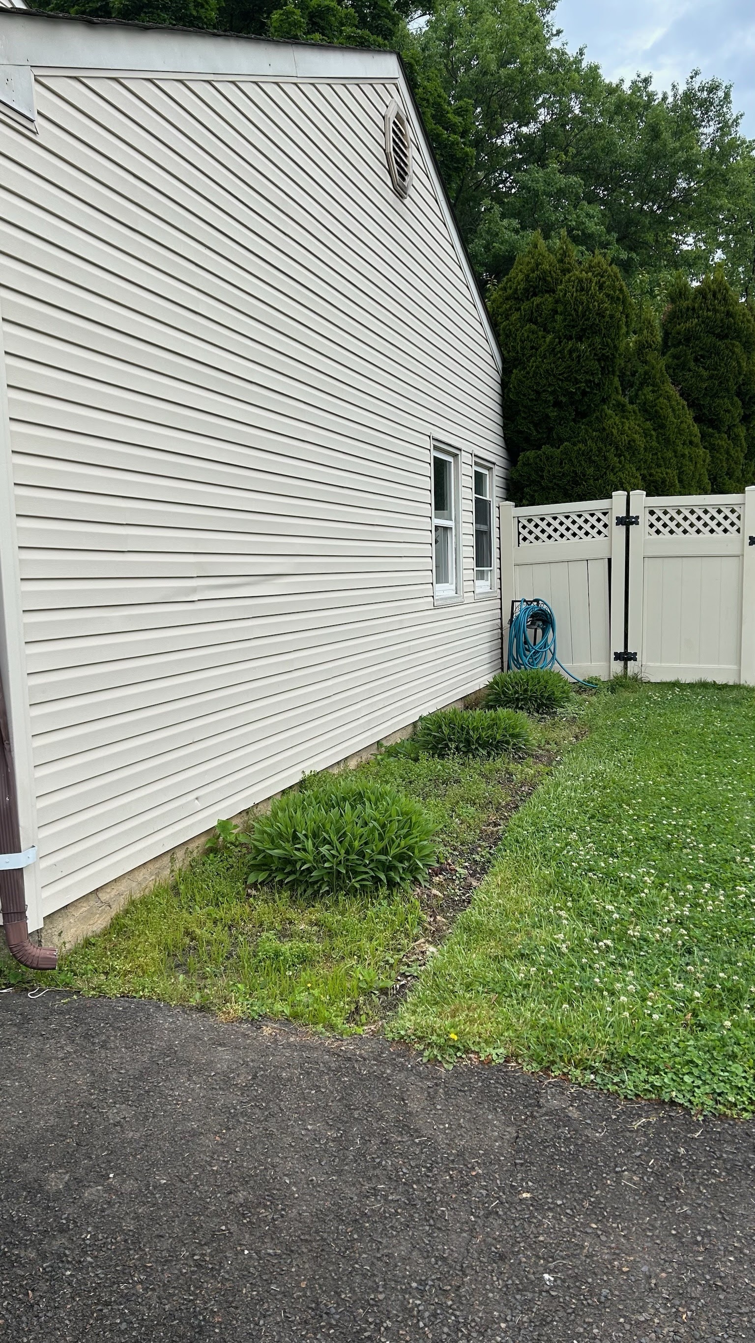 Side yard bed install, before Yard Boys