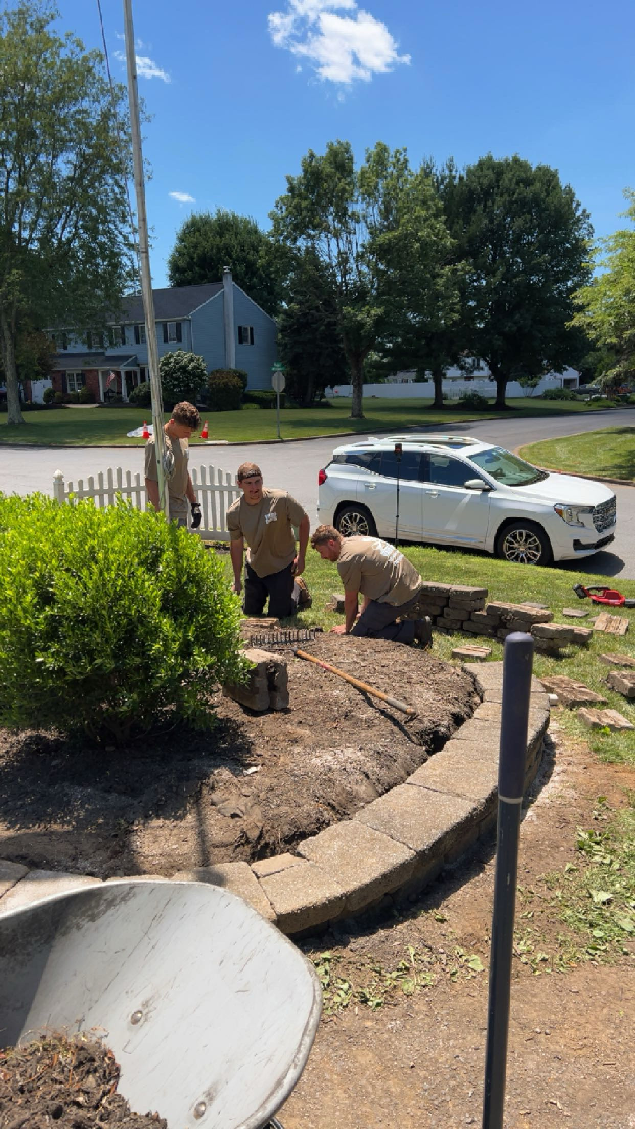 Yard Boys crew at work on a landscaping project